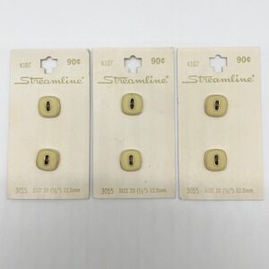 Vintage Streamline Sewing Buttons‎ Size 20 Minimalist Retro Crafting Lot of 3